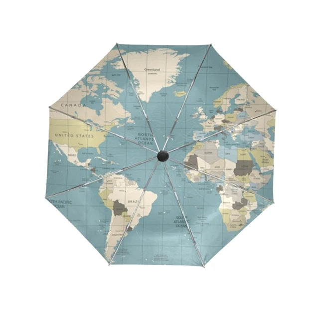 World Map Personal Customized Auto-open Outdoor Folding Umbrella