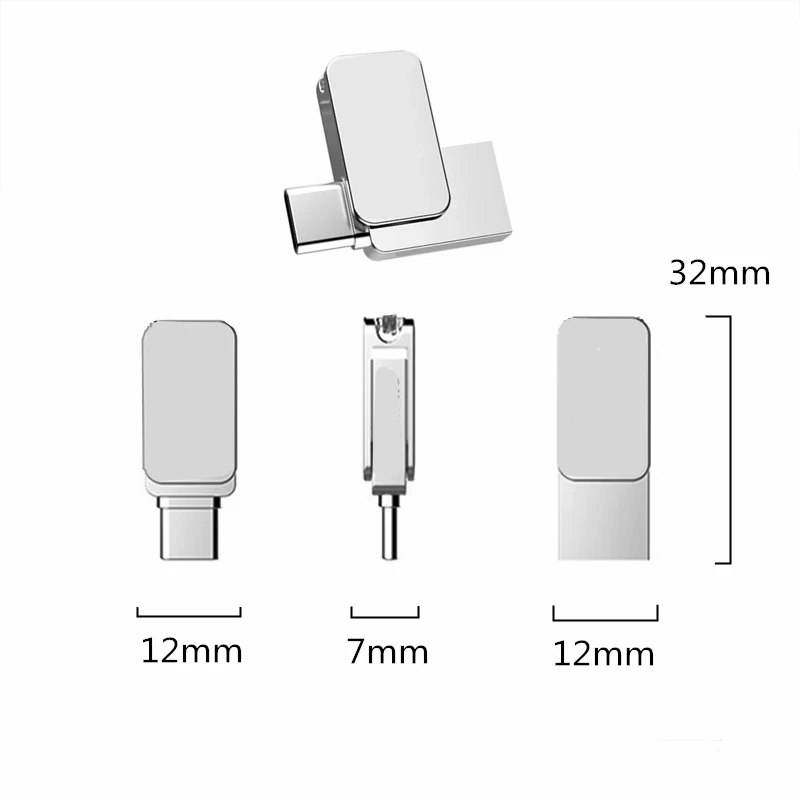 Металлический USB-накопитель Type-C 1 ГБ 2 0 Мини-флешка 64 32 OTG 3 флэш-накопитель