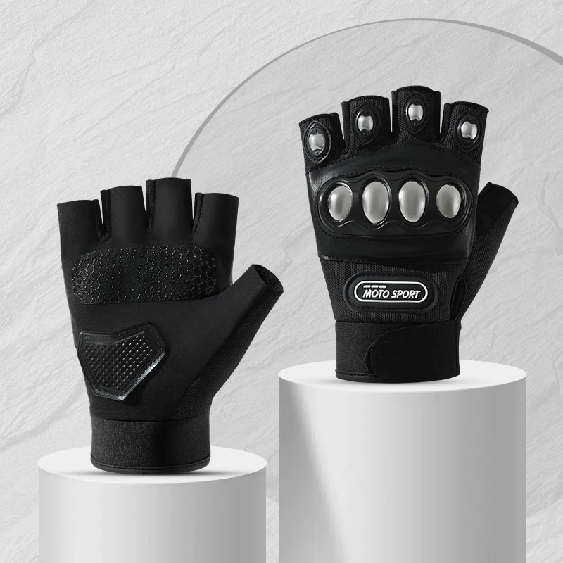 Cheap Half Finger Sport Hard Knuckle Silicone Gel Palm Protection Cycling Gloves