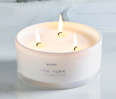 Mescente factory china custom branded blue big scented 3-wick ceramic jar candles