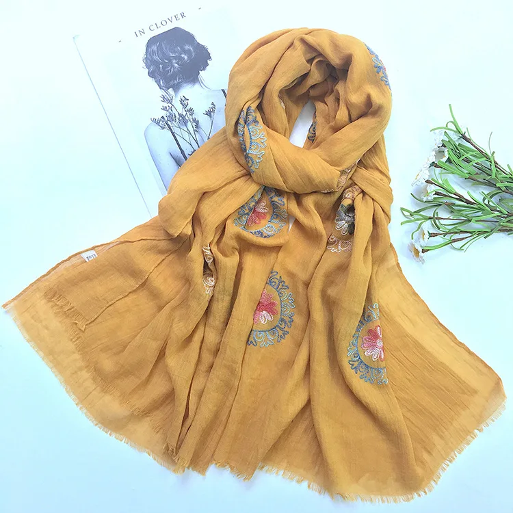 
New design fashion scarf TR viscose fabric with nice embroidery scarf factory direct sale scarf manufacturers 