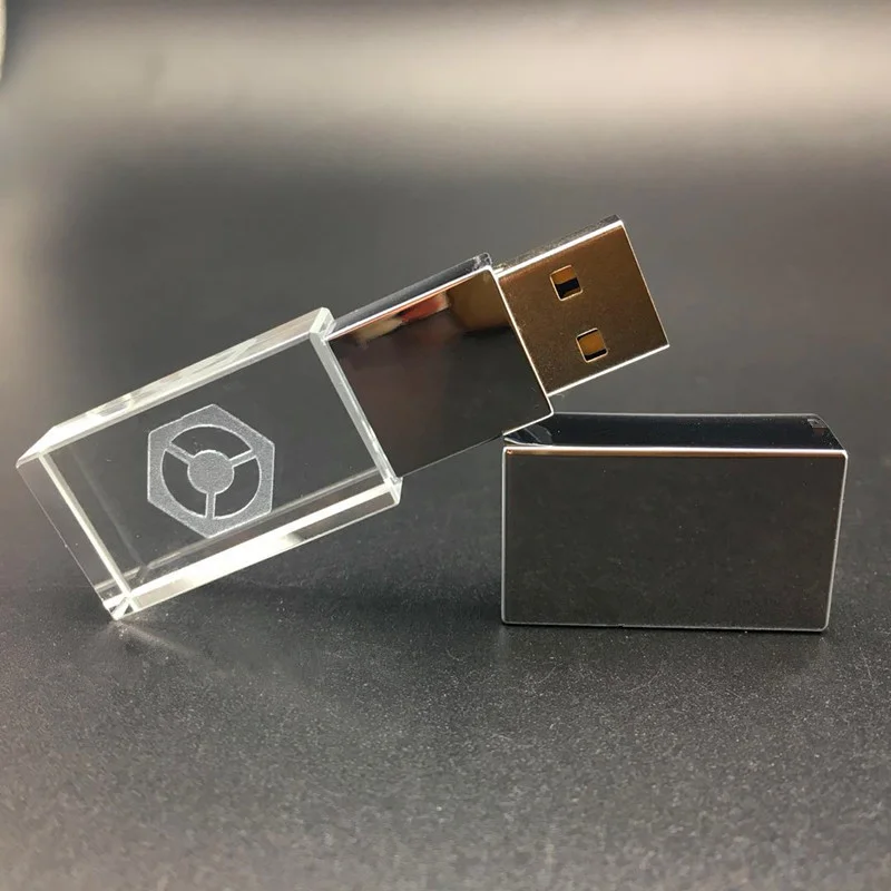 New crystal transparent rectangle USB flash memory drive glass flash pendrive