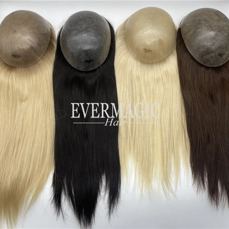 Wholesale High Quality Full Cuticle Aligned Virgin Human Hair Women Toupee 7*9 Invisible Injection Poly Skin Women Topper