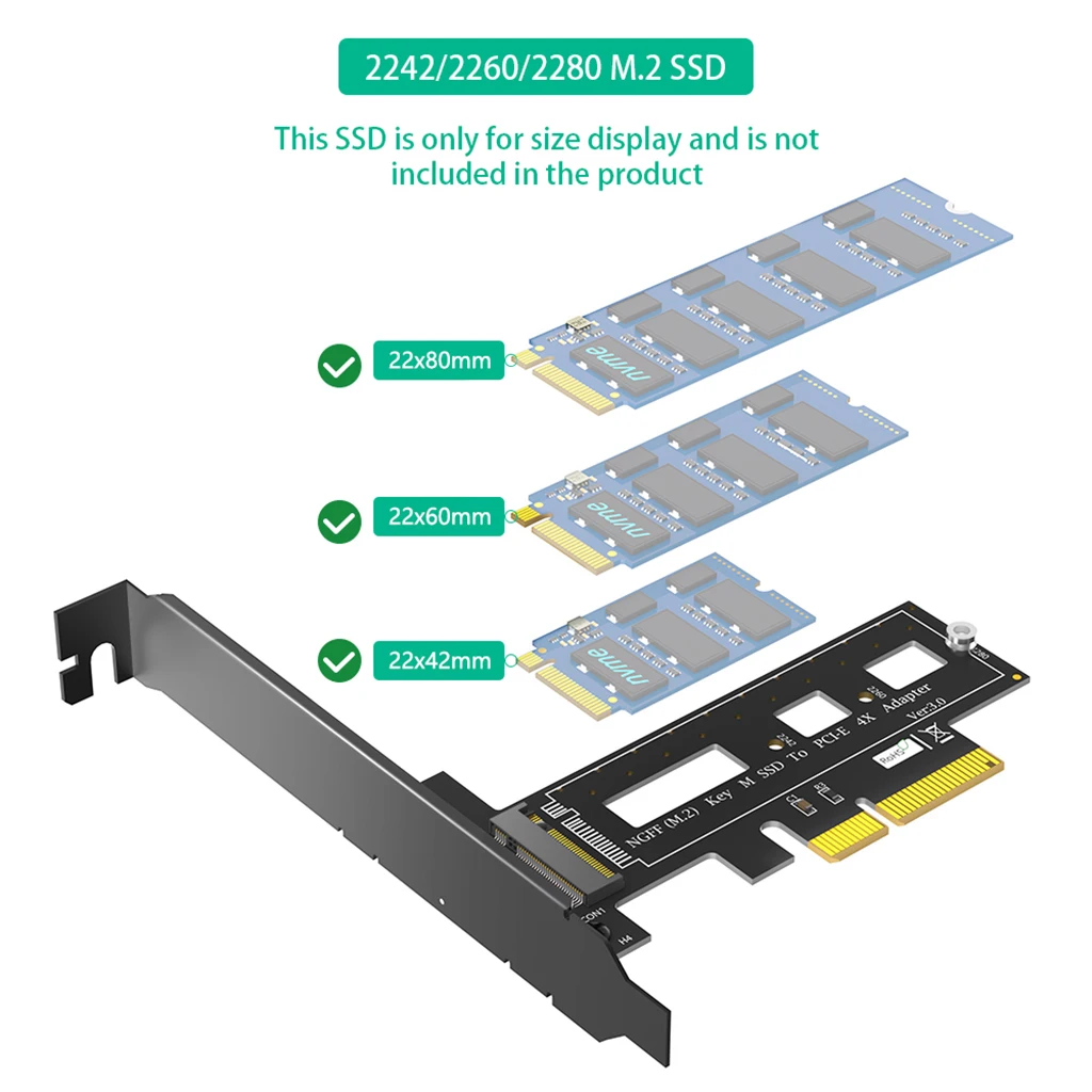 Для M.2 NGFF PCI-E SSD в PCI Express 3 0x4 хост-адаптер с поддержкой ключ M PCIe (NVMe или AHCI) Тип карты 2242 2260 2280