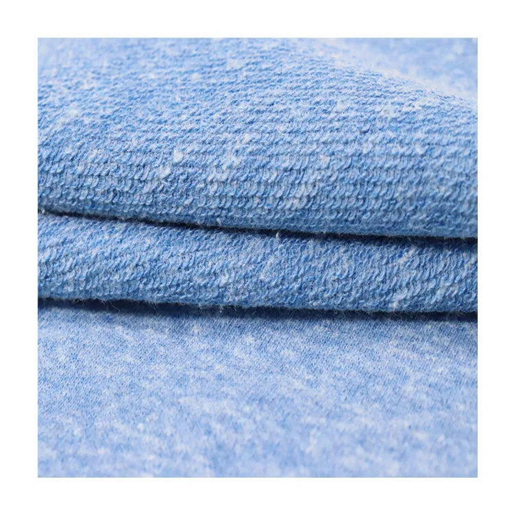 
250GSM Polyester / Cotton/ Rayon50/38/12 Solid Dyed Snow Yarn Knitted Fabric 