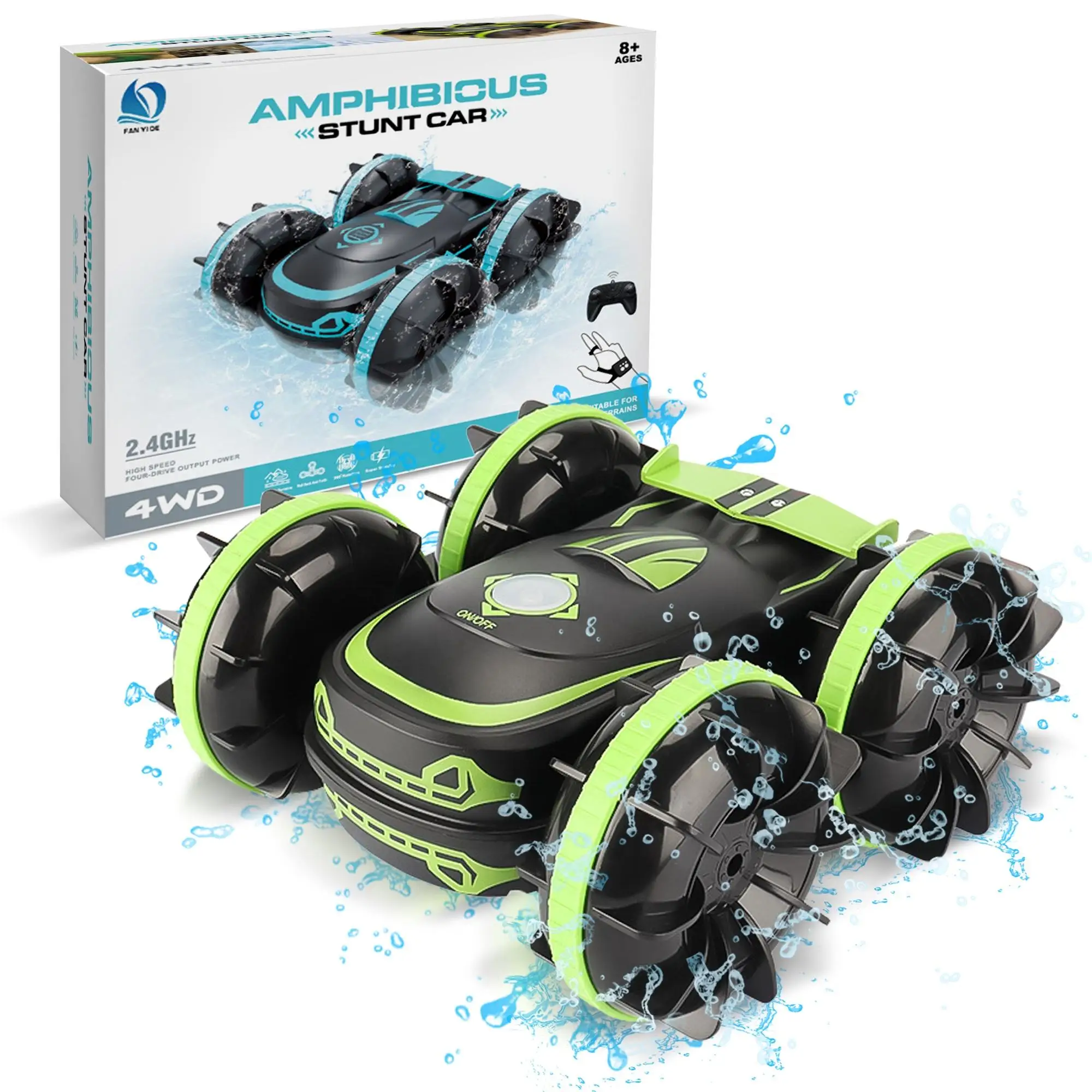 JC 04 Amphibious All-Terrain Stunt Car 2.4G Electric Water Land Double-sided Flip Driving Waterproof Vehicle for Kids