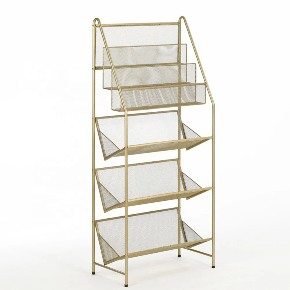 OEM High Quality Mesh Metal Newspaper Rack stand fold Magazine Stand Holder rack Metal newspaper and magazine Display Rack