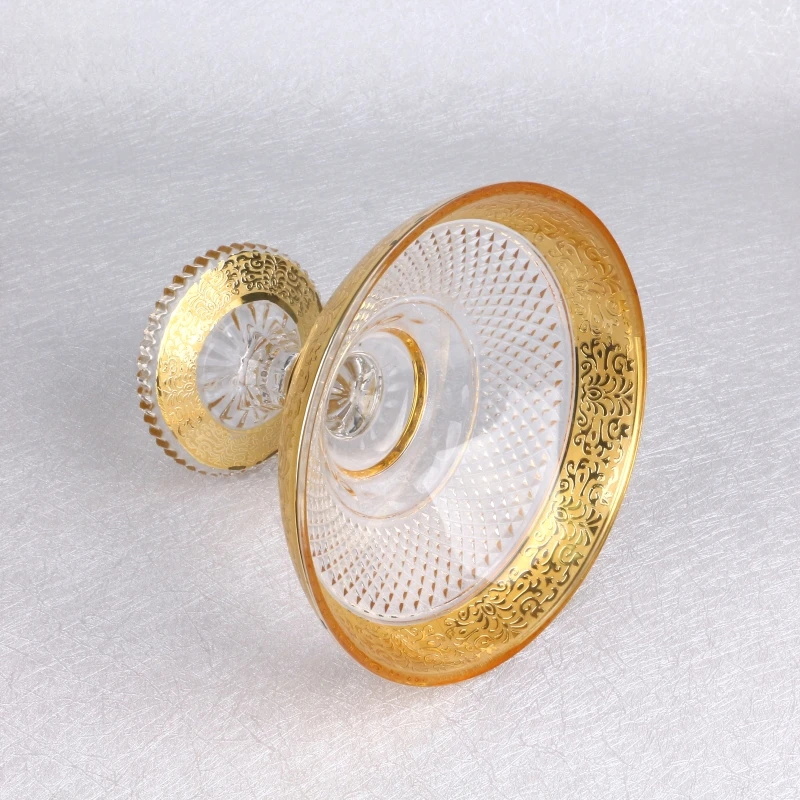 Small size golden footed glass bowl with bohemia design for home decoration