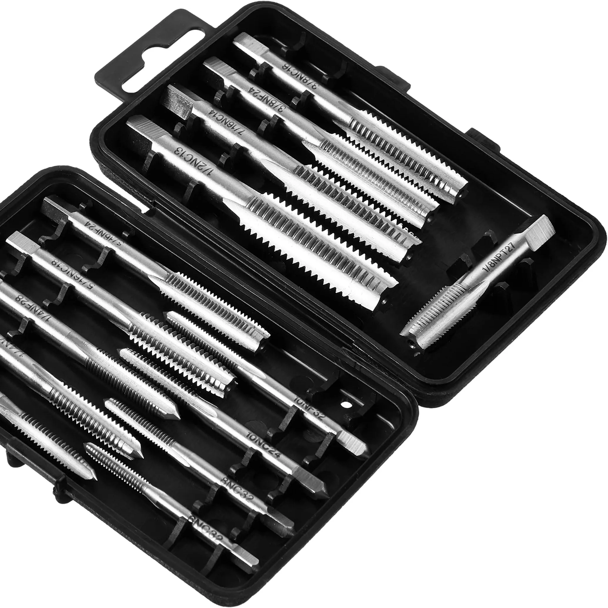 14PC high quality M3, M4, M5, M6, M7, M8, M9, M10, M12 Tap Set and Die Set Threads Tapping Threading Tool Kit with Wrench Handle