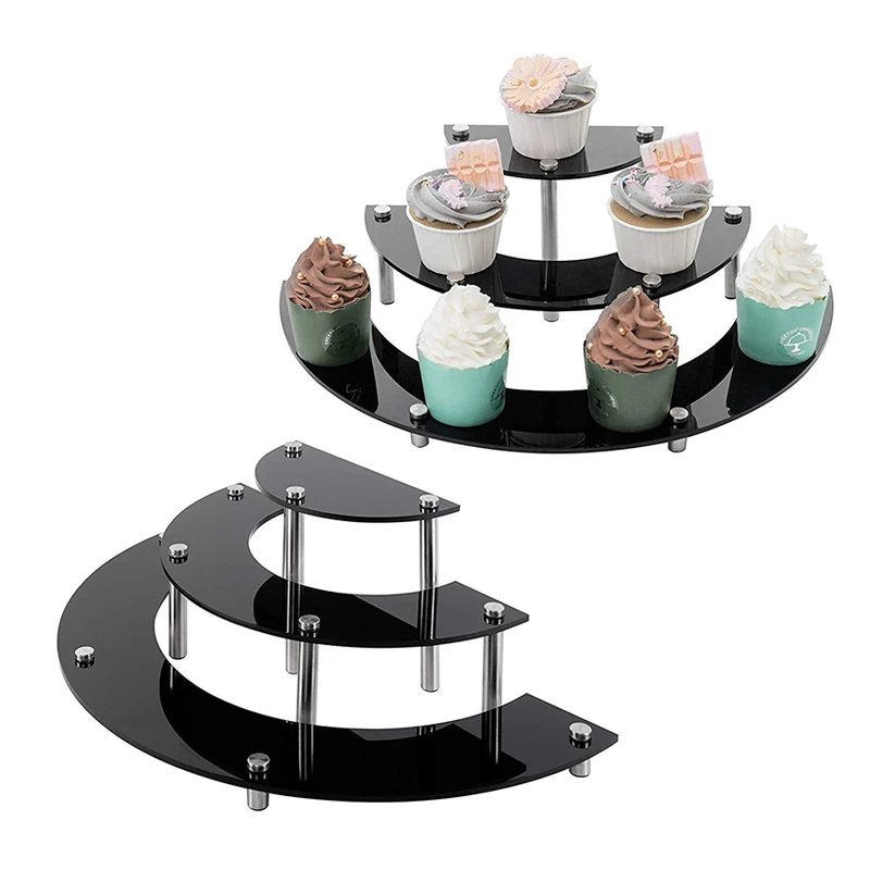 Acrylic Round Multideck Cookie Tray Restaurant Dessert Tray Fruit Food Display Rack Dessert Plate Dispaly Stand Hotel Supplier