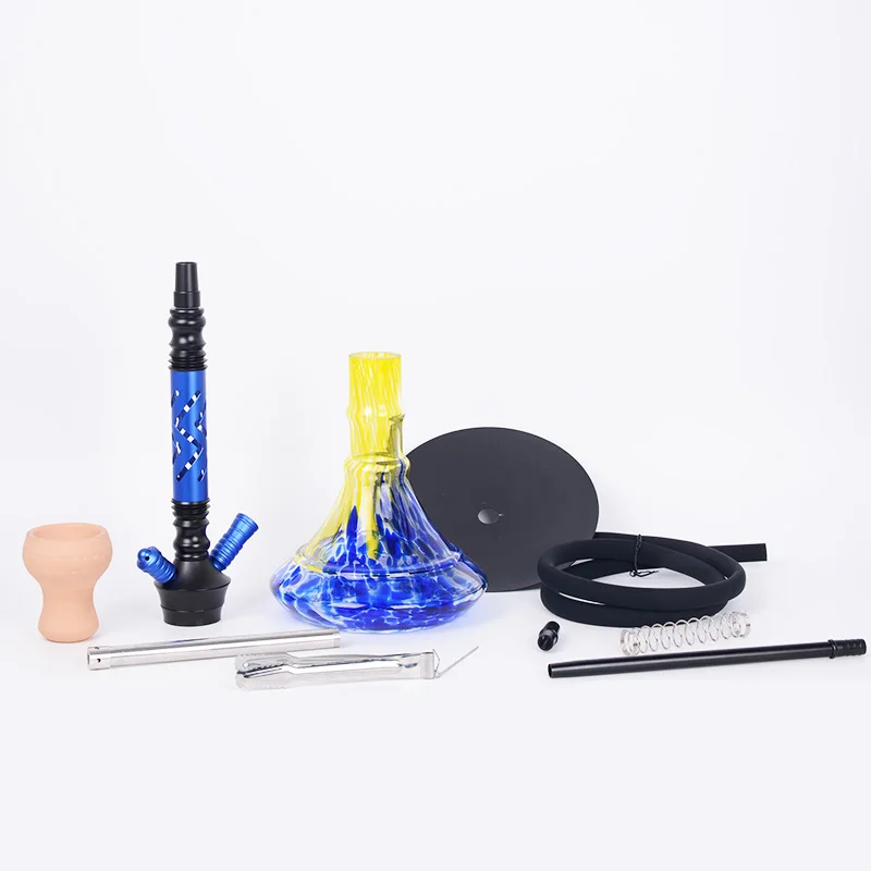 Custom Portable Double Holes Shisha Aluminum Alloy Alpha Russian Shisha Hookah Full Set