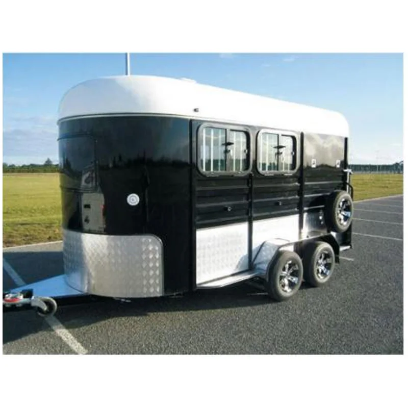Deluxe New Horse Carriage Trailers 2 Horse Trailer Transportation with Angle Loading