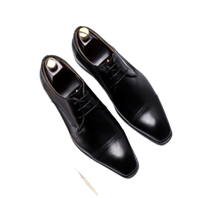 
 Мужские кожаные туфли, Молодежный деловой костюм, с мягкой подошвой и крупным рогатого скота, ручная работа Дерби, британская свадьба  
