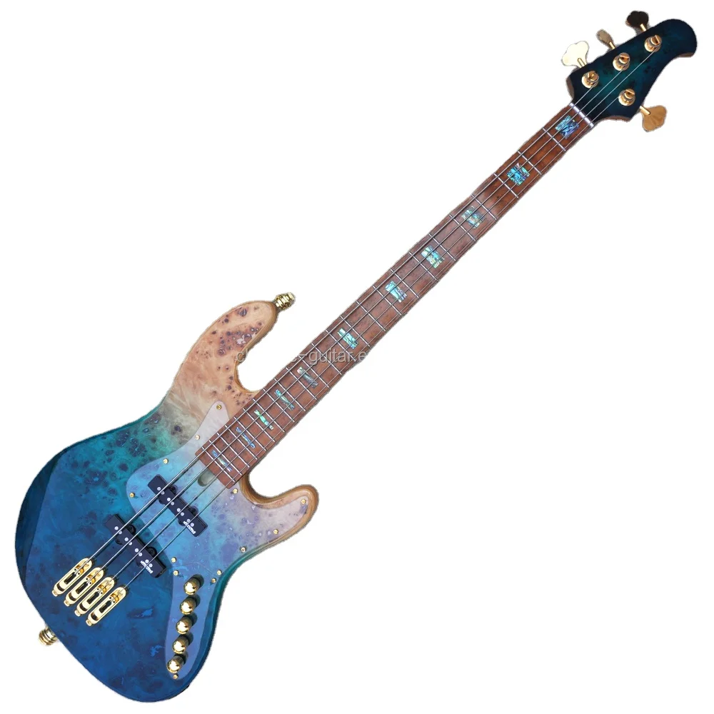 Flyoung 4 strings electric Bass Guitar Roasted Maple Neck Bird eye maple fretboard active bass Wilkinson pickups