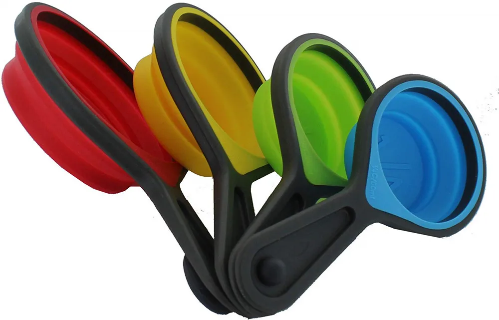 New Home Kitchen 8 Pack Collapsible Silicone Measuring Cups and Spoons Set
