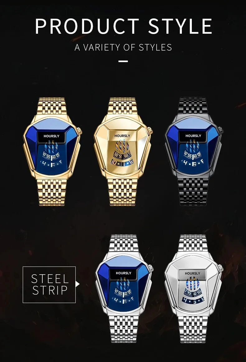 HOURSLY Waterproof wristwatch LED Display Date Watches Trendy Punk Sports Car Quartz Watch Montres snake head locomotive Reloj