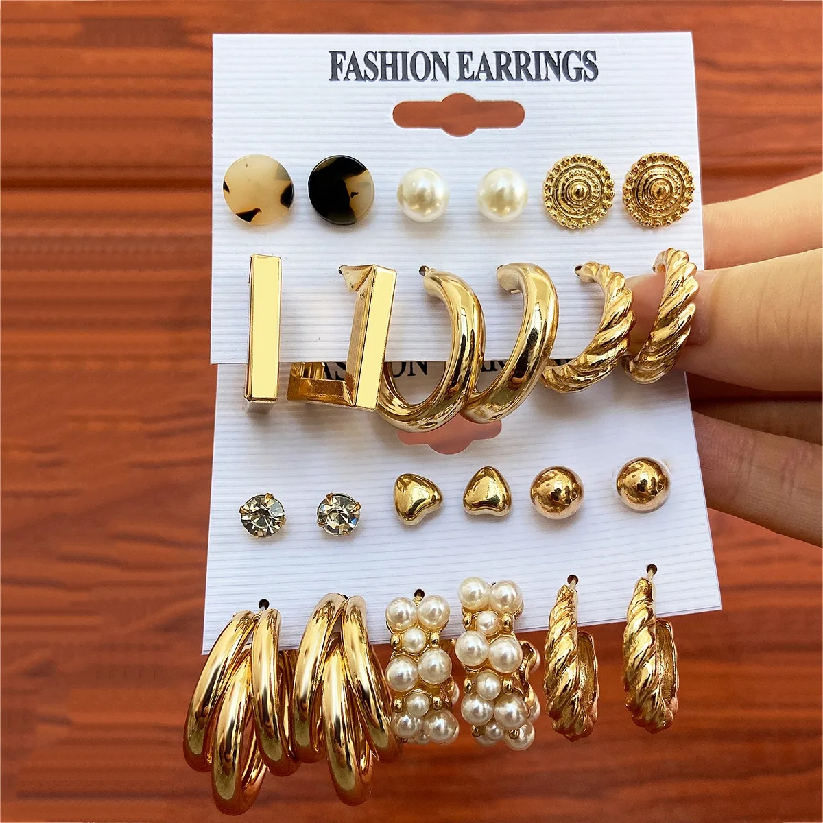 Finetoo Fashion Pearl Hoop Earring Set Women Geometric Gold Metal Round Hoop Earrings 2022 ins trend jewelry gift