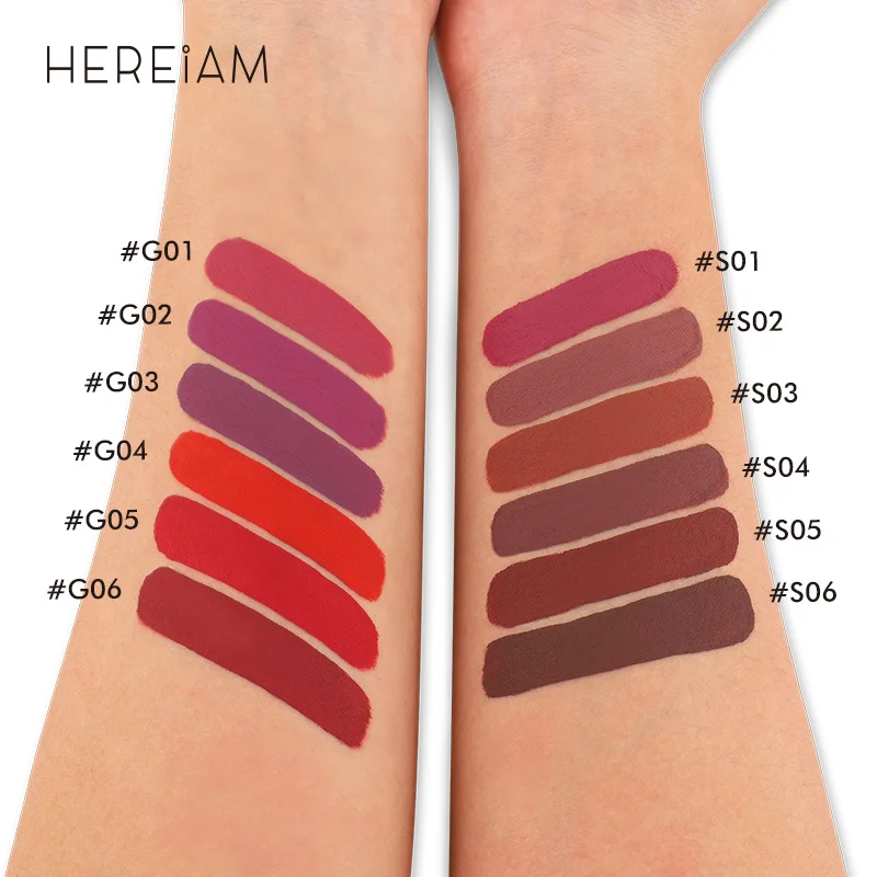 HEREIAM High Pigment Matte Lip Gloss Moisturizing Silky Smooth Long Lasting Lipstick Sexy Makeup For Girls