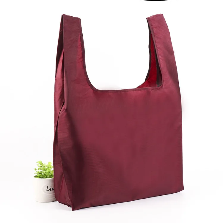 cheap reusable supermarket tote bag polyester reusable folding shopping bag with logo