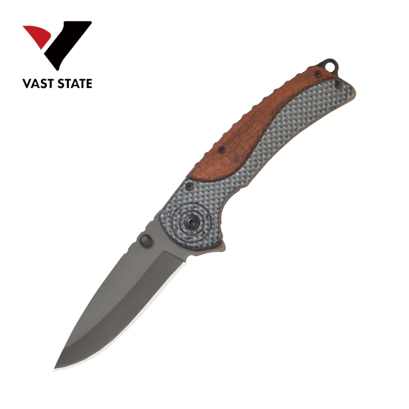 EDC custom steel blade wood handle pocket knife outdoor glass breaker tactical folding outdoor survival knife hunting tool