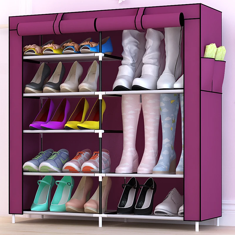 
Multiple layers Plastic parts Steel Pipe shoes shelf easy assembled storage organizer stand living room furniture shoe rack 