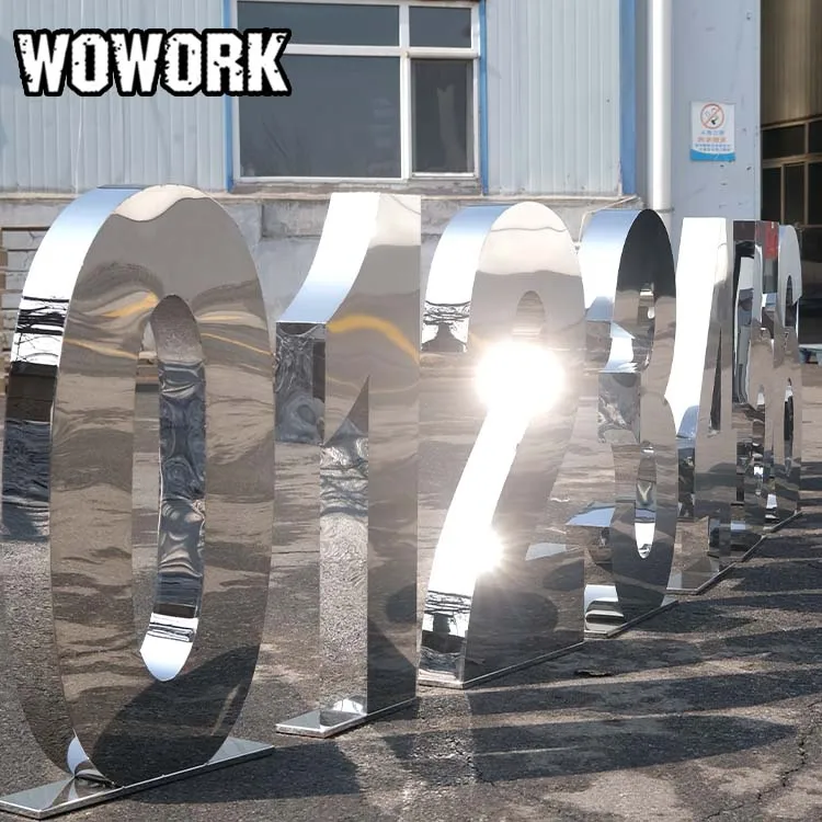 2024 WOWORK 2ft big 3D solid silver gold mirror SST numbers letters for wedding birthday event decoration