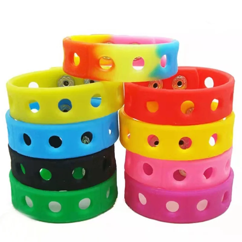 2024 Promotion Gift Rubber Colorful Wristband bracelet for shoe charms children adjustable silicone charm bracelet