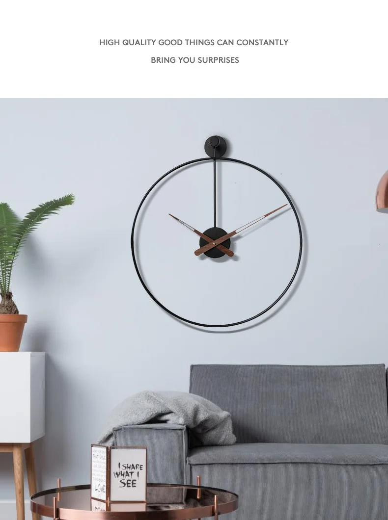 Simple atmosphere light luxury iron clock Spain minimalist wall clock bedroom living room household personality mute wall watch