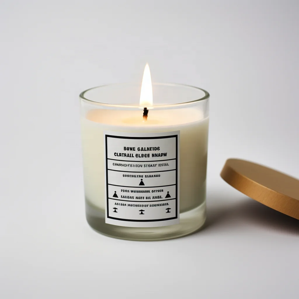 custom brand logo candle warning sticker safety wax mel warning labels