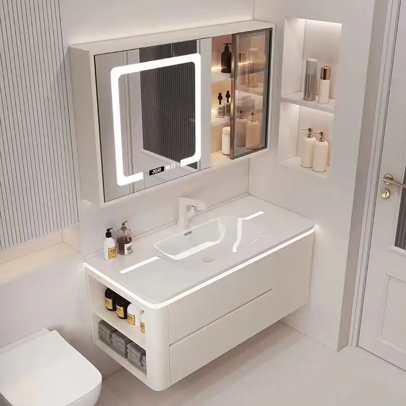 Luxury Bathroom Vanity New Style Floating Wall 1 Sink Hanging 2 Drawers Bathroom Furniture Bathroom Vanity Cabinet