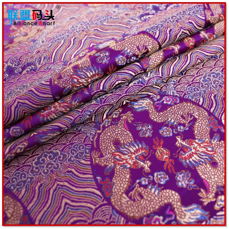 Printed 50% Nylon Polyester Cheap Price Jacquard Satin Chinese Fabric Brocade Gold Dragon Tibetan Brocade Fabric For Clothing