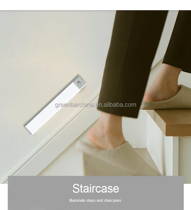 Human Body Sensor Light Indoor LED Pole Light Rechargeable Cabinet Light  White Ultra-Thin Design  No Wiring Required