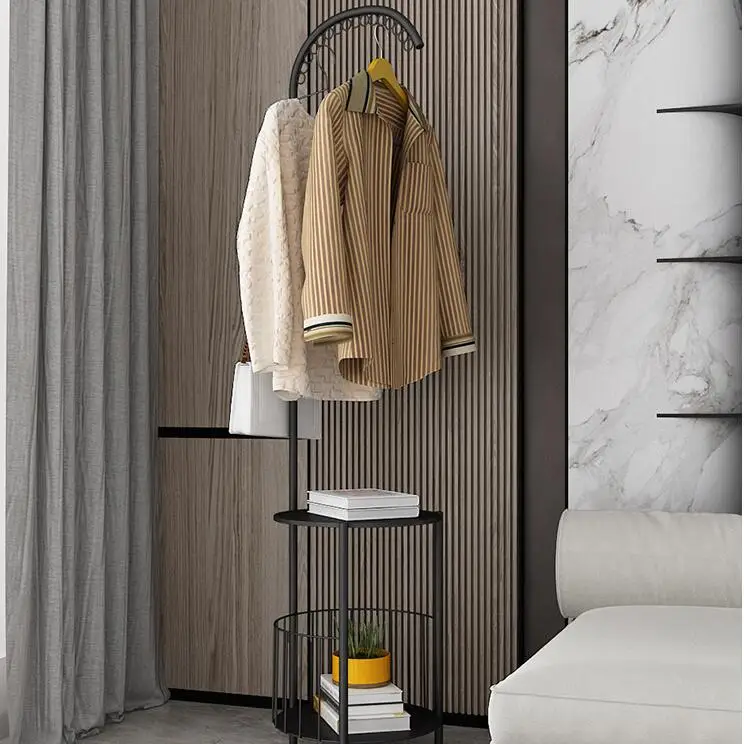 Nordic new wrought iron gold coat rack floor bedroom light luxury hanger simple modern living room shoe rack rack