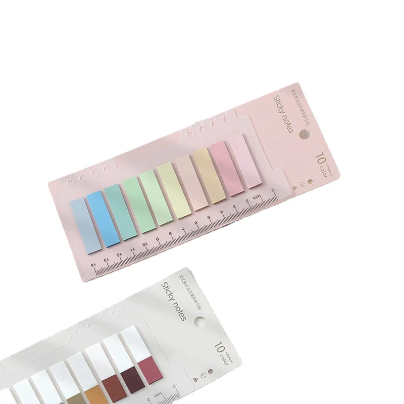 PET label sticker Morandi Color Index Memo Notepad schedule Planner Diary ruler portable Note paper School supplies