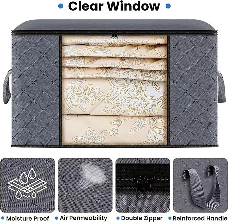 Amazon hot selling 60L reinforced thick non-woven storage box