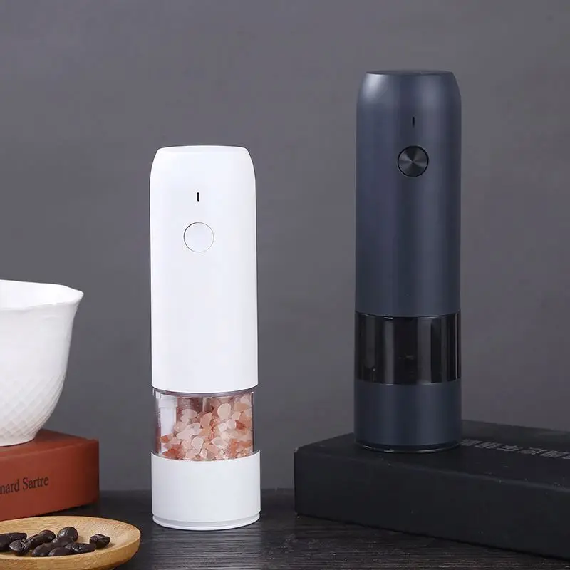 Low Price Ceramic Rechargeable Electric, Type-C Usb Charged Black Set Salt And Pepper Bottle Grinders Mill