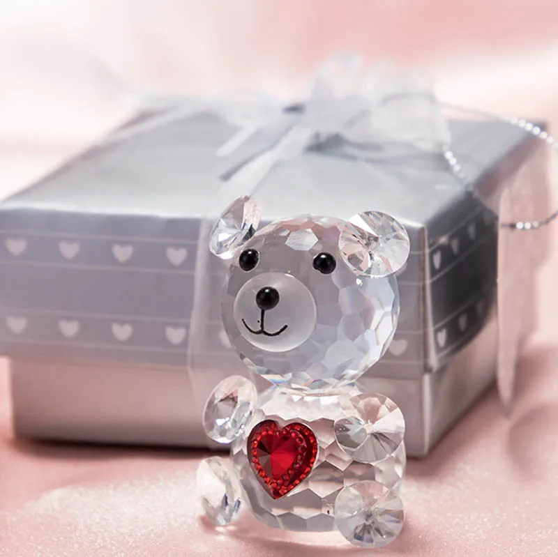Ywbeyond Crystal Teddy Bear Figurines Ornaments Baby Christening Gifts for Boy girl Baby Shower Souvenirs