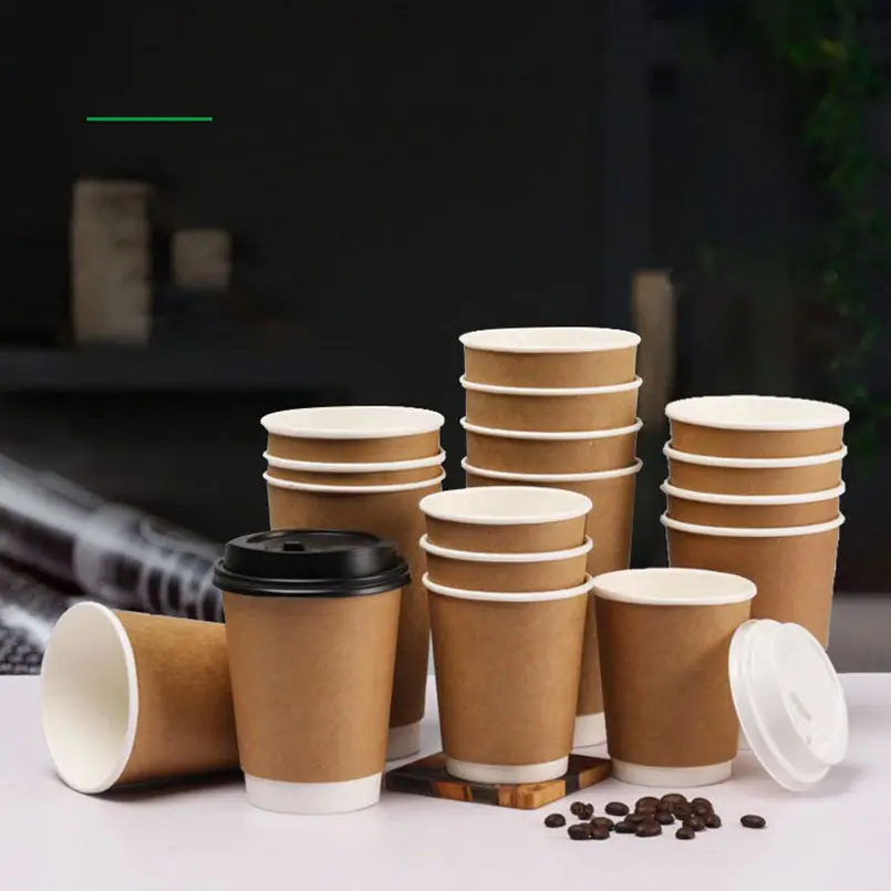 8 oz Insulated Corrugated Paper Cups Kraft Paper Cups Disposable Coffee Cups for Hot Cold Drinks Party Office