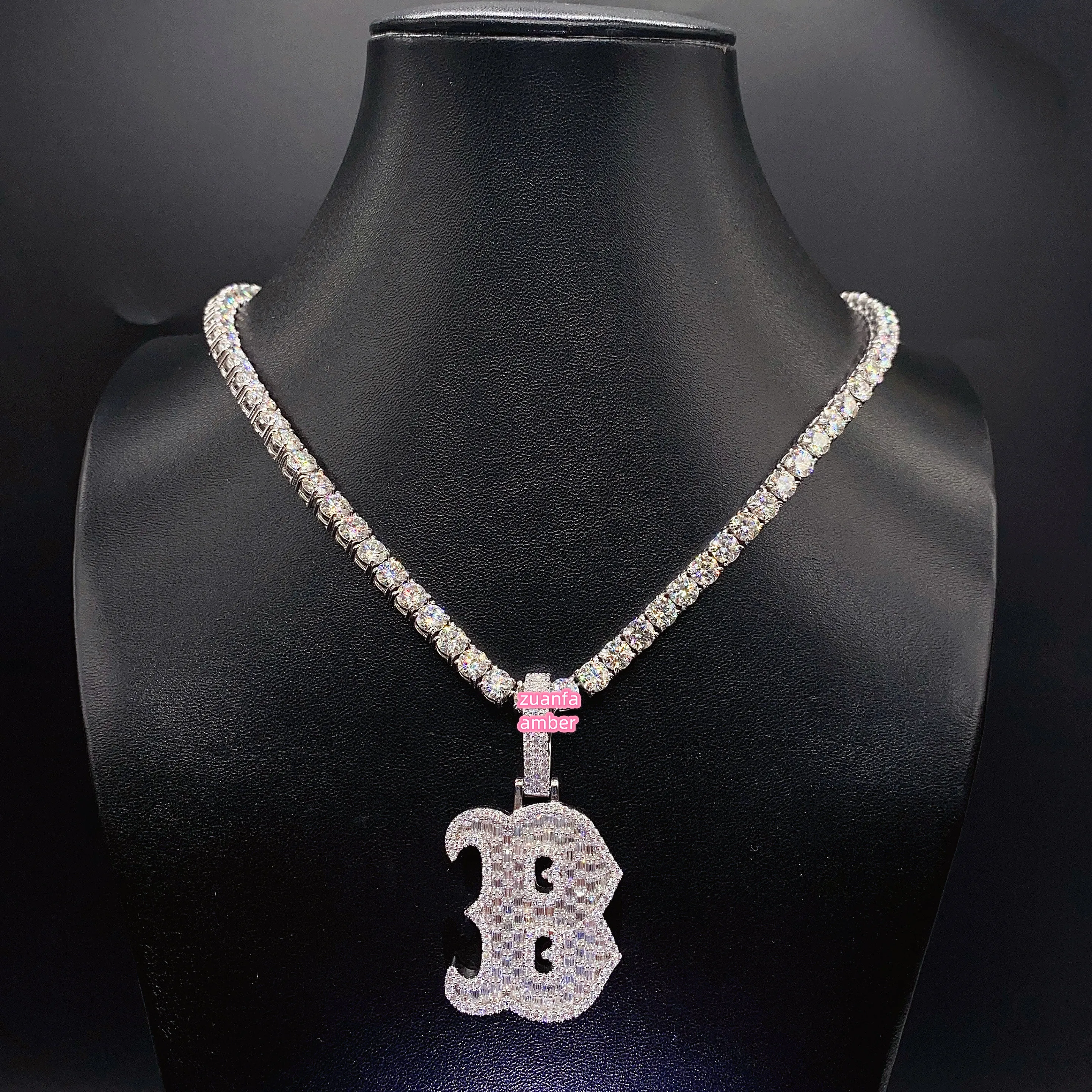 Подвеска с буквой B в стиле хип-хоп ювелирное украшение из натурального твердого золота каменной бабочкой/изумрудной лабораторной бриллиантовой Муассанит ожерелье инициалом 2022