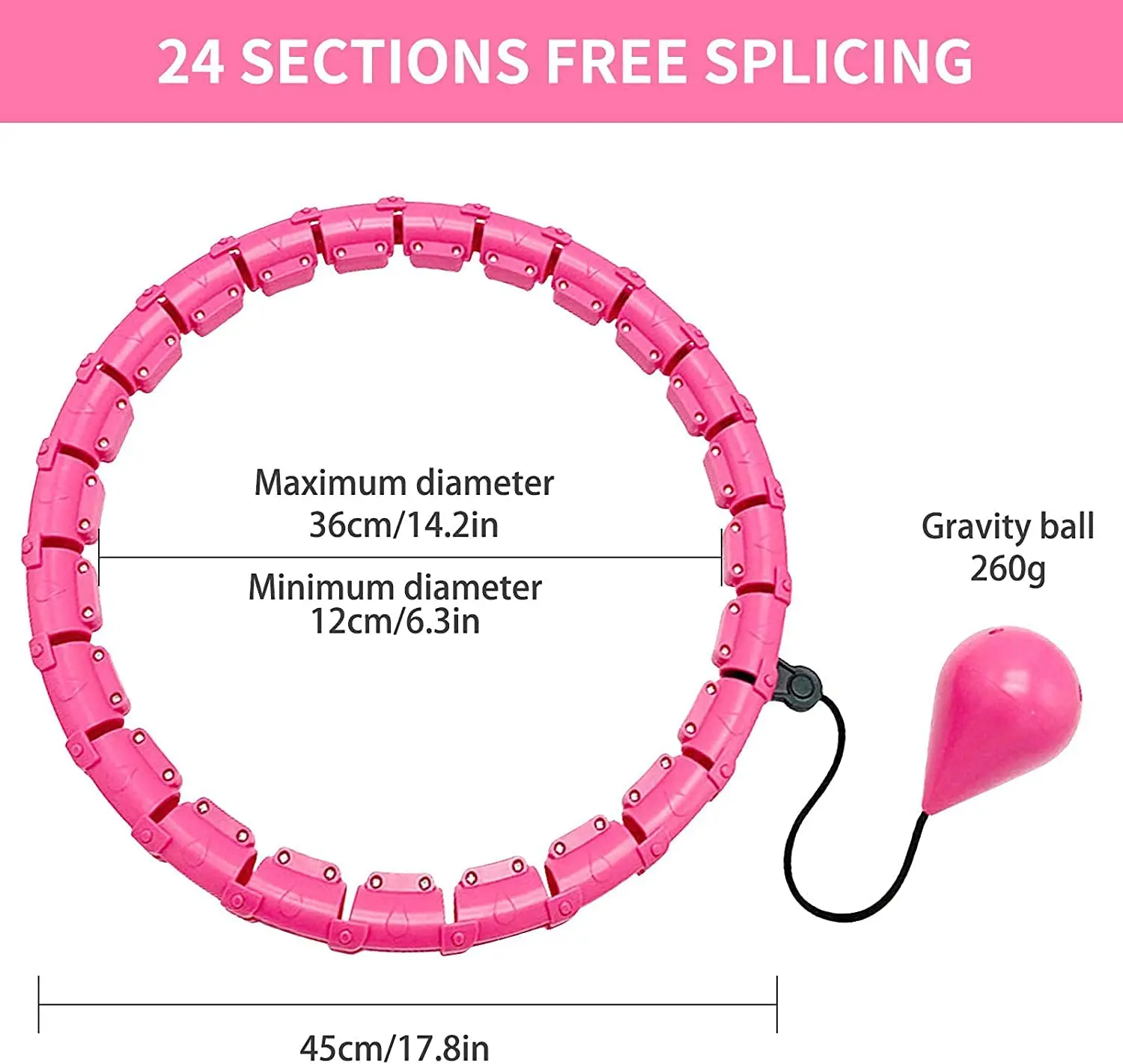 Custom Color Black Detachable 360 Degree Weight Hula Hoops Abdomen Fitness Weight Loss Massage for Adults