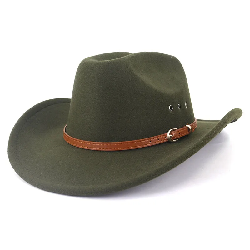 Western Cowboy Hat for Men Women Ethnic Style Party Jazz Hat Winter Fedora Hats with Belt
