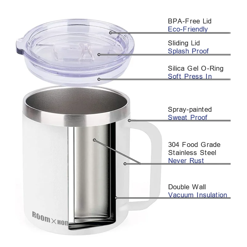 
Tafuco Funny Promotion Round Mugs Stainless Steel Unique Sublimacion Mug Warmers White Large Thermo Coffee Mug with Logo 