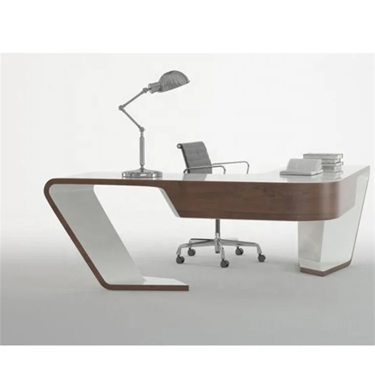 L Shape Desk Furniture Executive Office Desk Unique Artifical Stone Boss Computer Table design