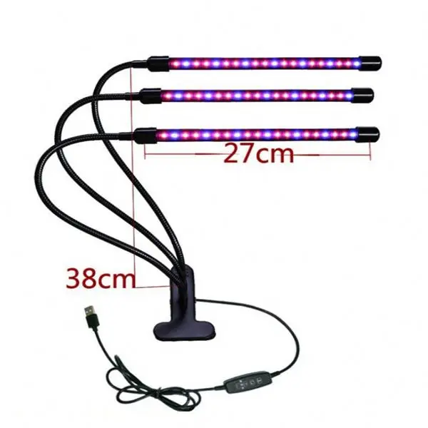 LED four head plant grow lamp with remote control USB 5V 40W full spectrum clip 80LED growing light