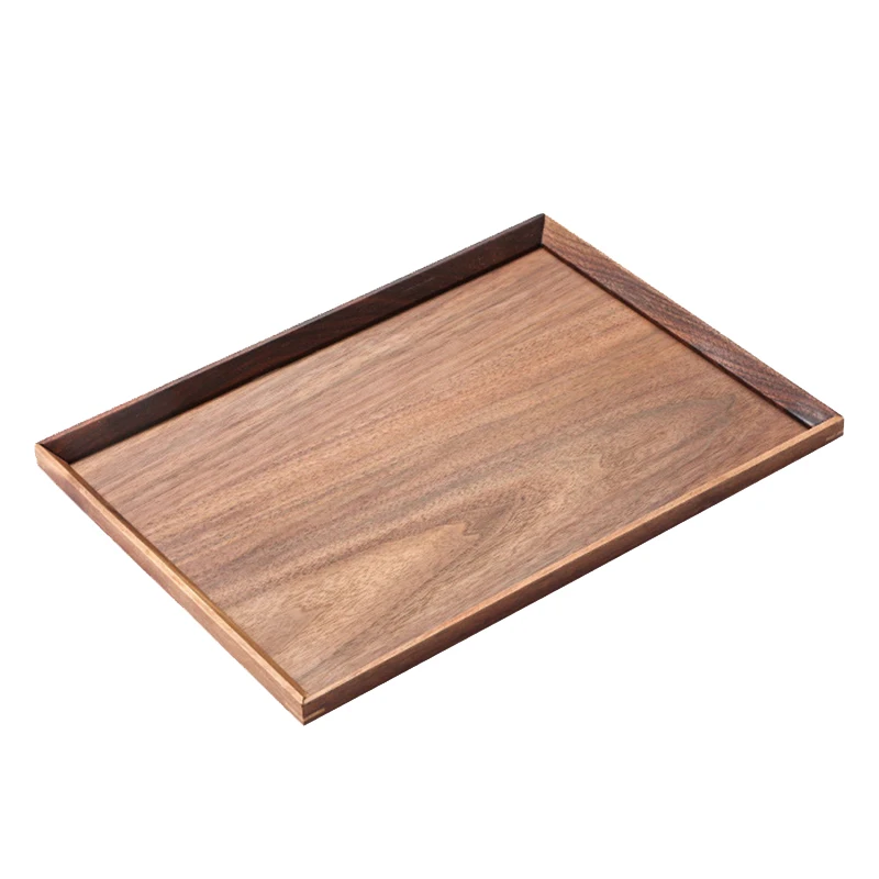 Black Walnut Simple Tray Round Wooden Home Dining Plate Bread Dessert Round Solid Wood Melon Seeds Dried Fruit Wood Plate
