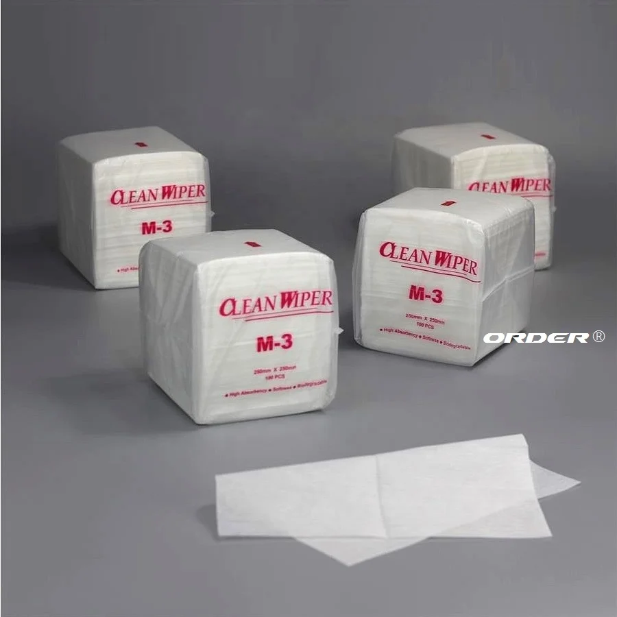 Inexpensive 1/4 fold M-3 mesh non-woven viscose pet lint-free soft electronics workshop cleaning wipes
