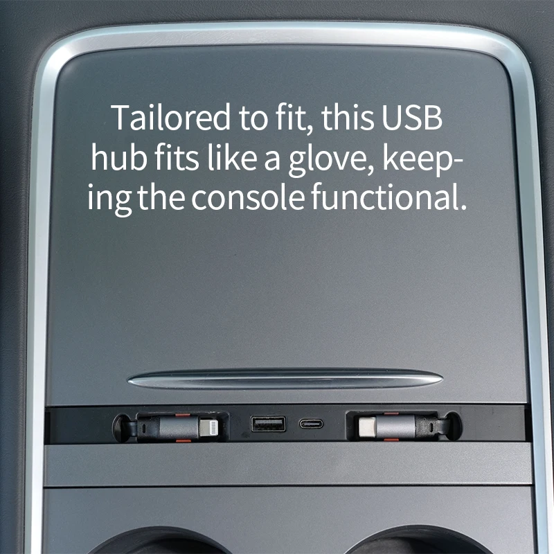 Hot Sale With Display Colorful Atmosphere Lights Fast Charging Central Control Expansion Dock USB Hub For Tesla Model 3/Y