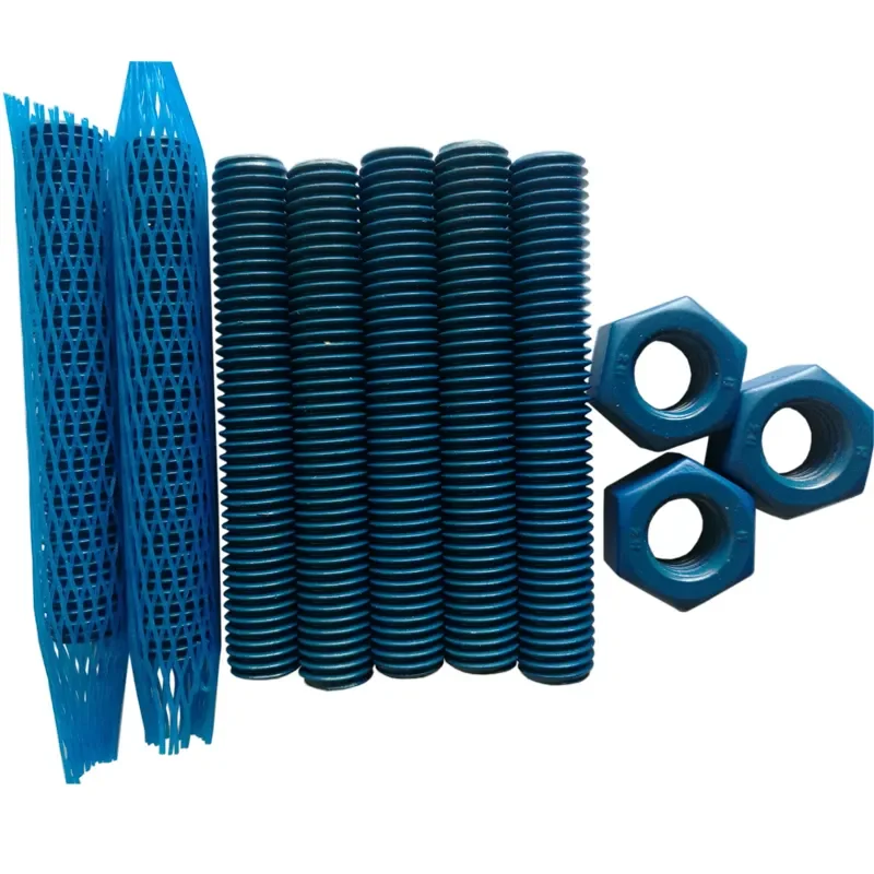 Polytetrafluoroethylene PTFE Coated Blue Green High Strength ASTM A193 B7 Stud A194 2H Nut Full thread Stud with two Nut