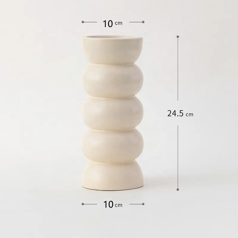2024 Minimalist Cream White Small Tall Circle Round Cylinder Floral Porcelain and Ceramic Vases
