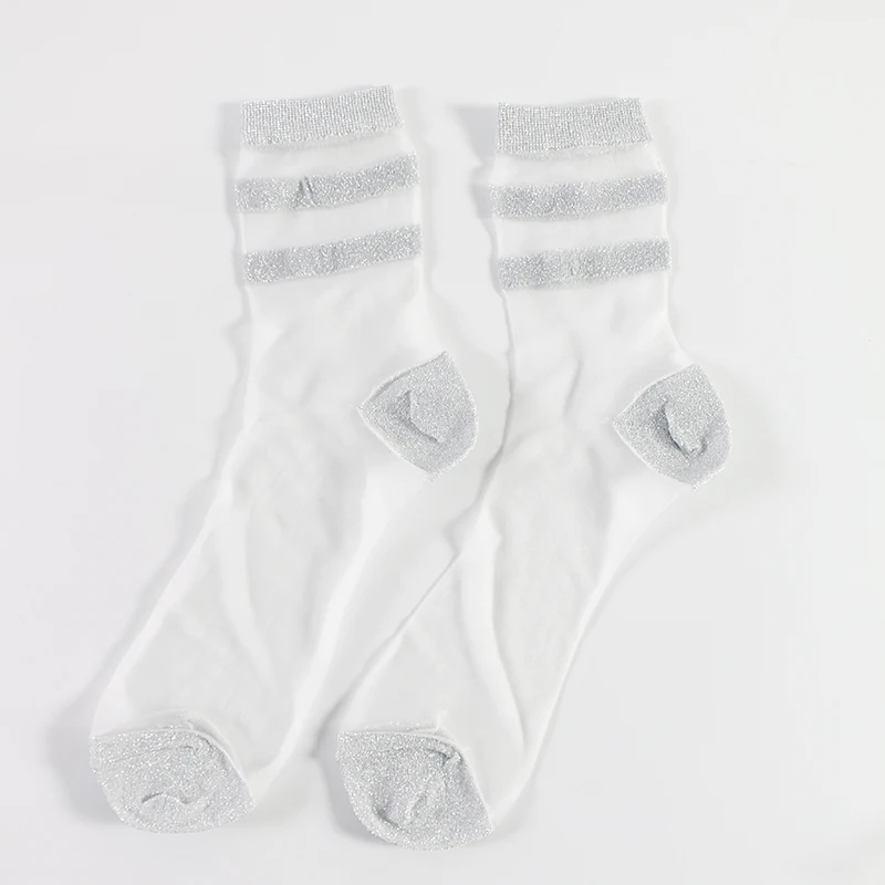 Летние модные прозрачные полосатые дешевые забавные женские черные прозрачные носки